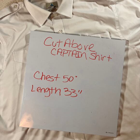 A Cut Above Men's Short Sleeve Pilot Shirt - White - Tapered Fit - Brooks SZ 18 - Picture 7 of 9